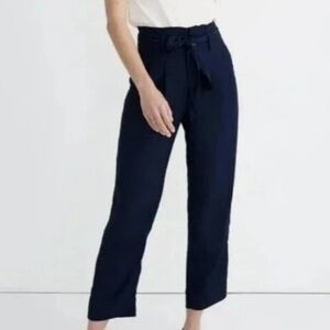 Madewell Navy Paperbag Ankle Pants with Belt